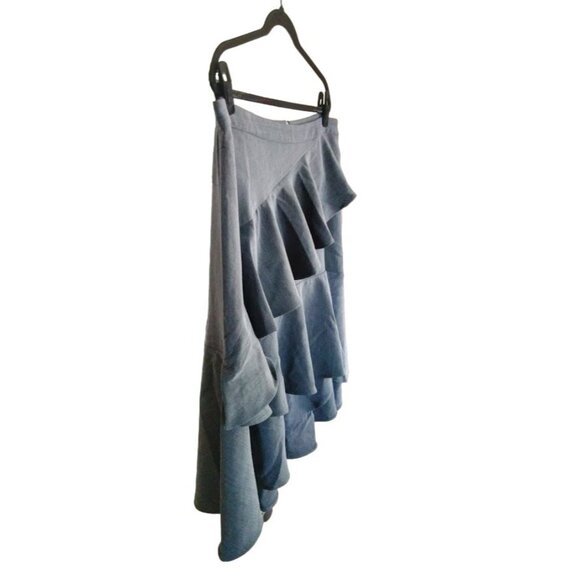 Vince Camuto Size 18W Skirt Grey Asymmetrical Ruffle With Back Zipper - Picture 4 of 8